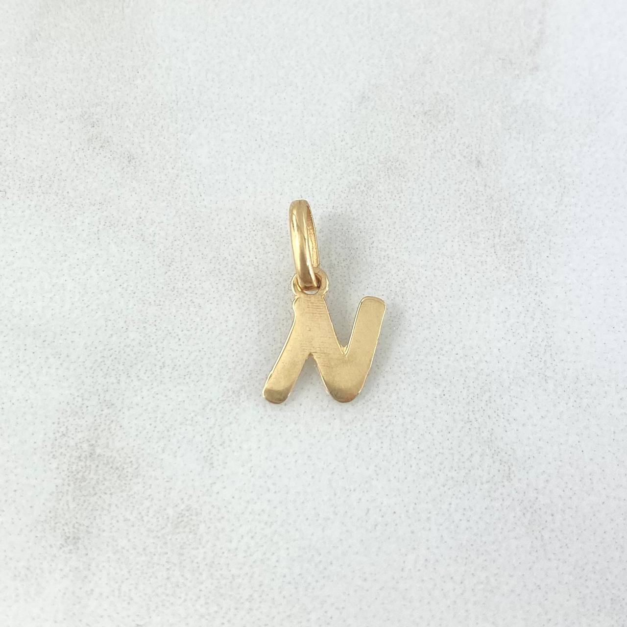 Dije Letra N Cursiva 0.35gr / 1.6cm / Lisa Oro Amarillo 18K