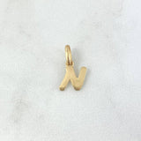Dije Letra N Cursiva 0.35gr / 1.6cm / Lisa Oro Amarillo 18K