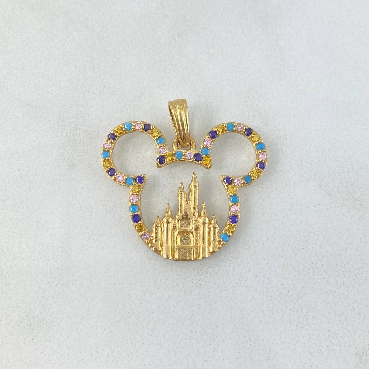 Dije Raton Castillo 3.4gr / 2.4cm / Circones de Colores Oro Amarillo