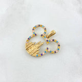 Dije Raton Castillo 3.4gr / 2.4cm / Circones de Colores Oro Amarillo