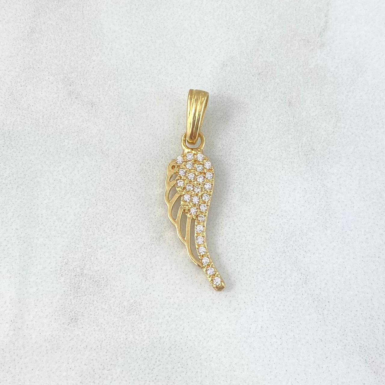 Dije Ala 1.4gr / 2.6cm / Circones Blancos Oro Amarillo