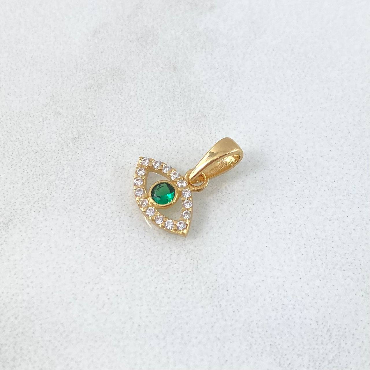Dije Ojo Turco 0.55gr / 1.2cm / Circones Blancos - Verde Oro Amarillo