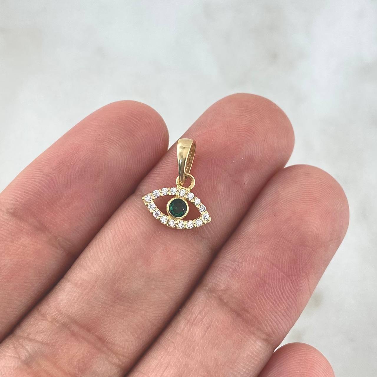 Dije Ojo Turco 0.55gr / 1.2cm / Circones Blancos - Verde Oro Amarillo