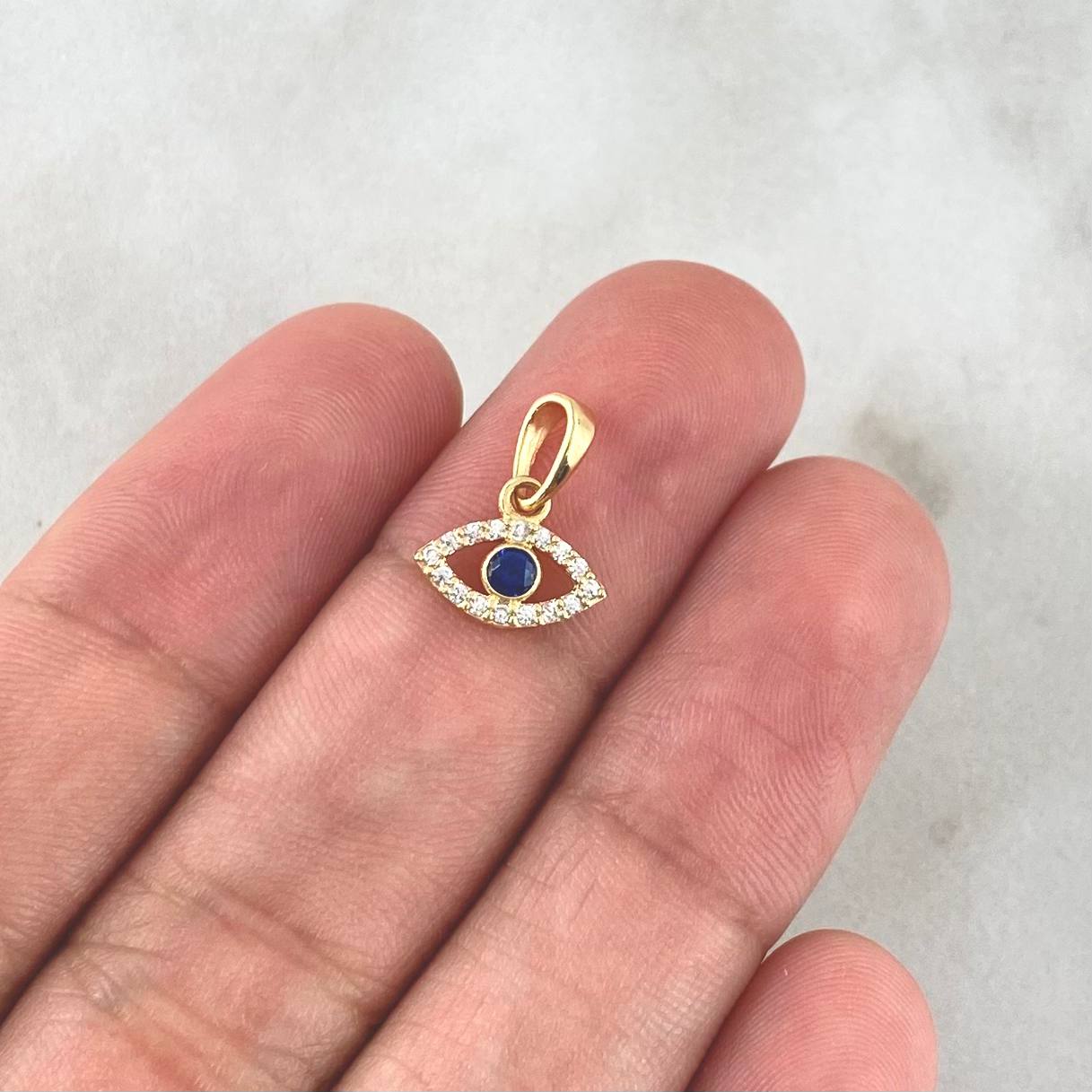 Dije Ojo Turco 0.55gr / 1.2cm / Circones Blancos - Azul Oro Amarillo