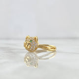 Anillo Rostro Oso Aro Infinito 3.25gr / T7 3/4 / Circones Blancos - Verdes Oro Amarillo