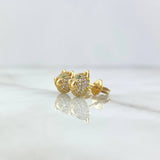 Topos Rostro Oso Circones Blancos - Verdes 3.45gr / 8mm Broche Mariposa Oro Amarillo 18K *