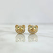 Topos Rostro Oso Circones Blancos - Verdes 3.45gr / 8mm Broche Mariposa Oro Amarillo 18K *