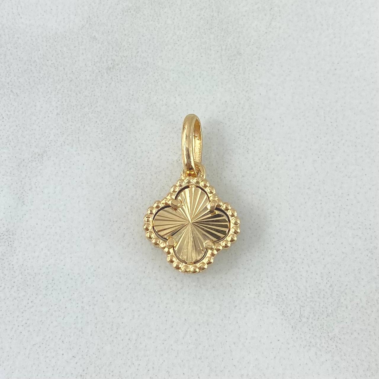 Dije Trebol VCyA 1.35gr / 1.8cm / Diamantado Punteado Oro Amarillo Nac.Esp. 18K ©