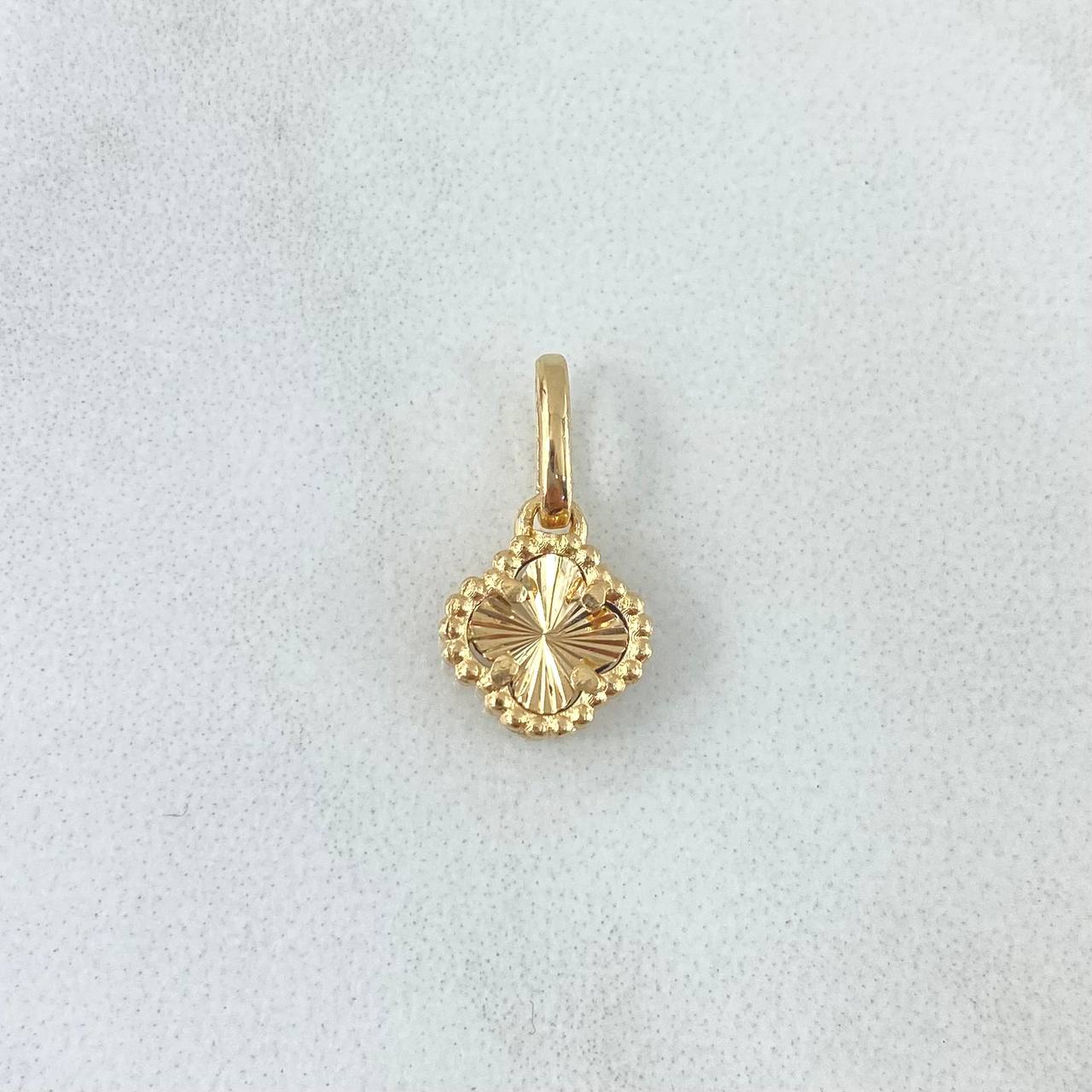 Dije Trébol VCyA 1.05gr / 1.5cm-8mm Diamantado Punteado Oro Amarillo Nac.Esp.