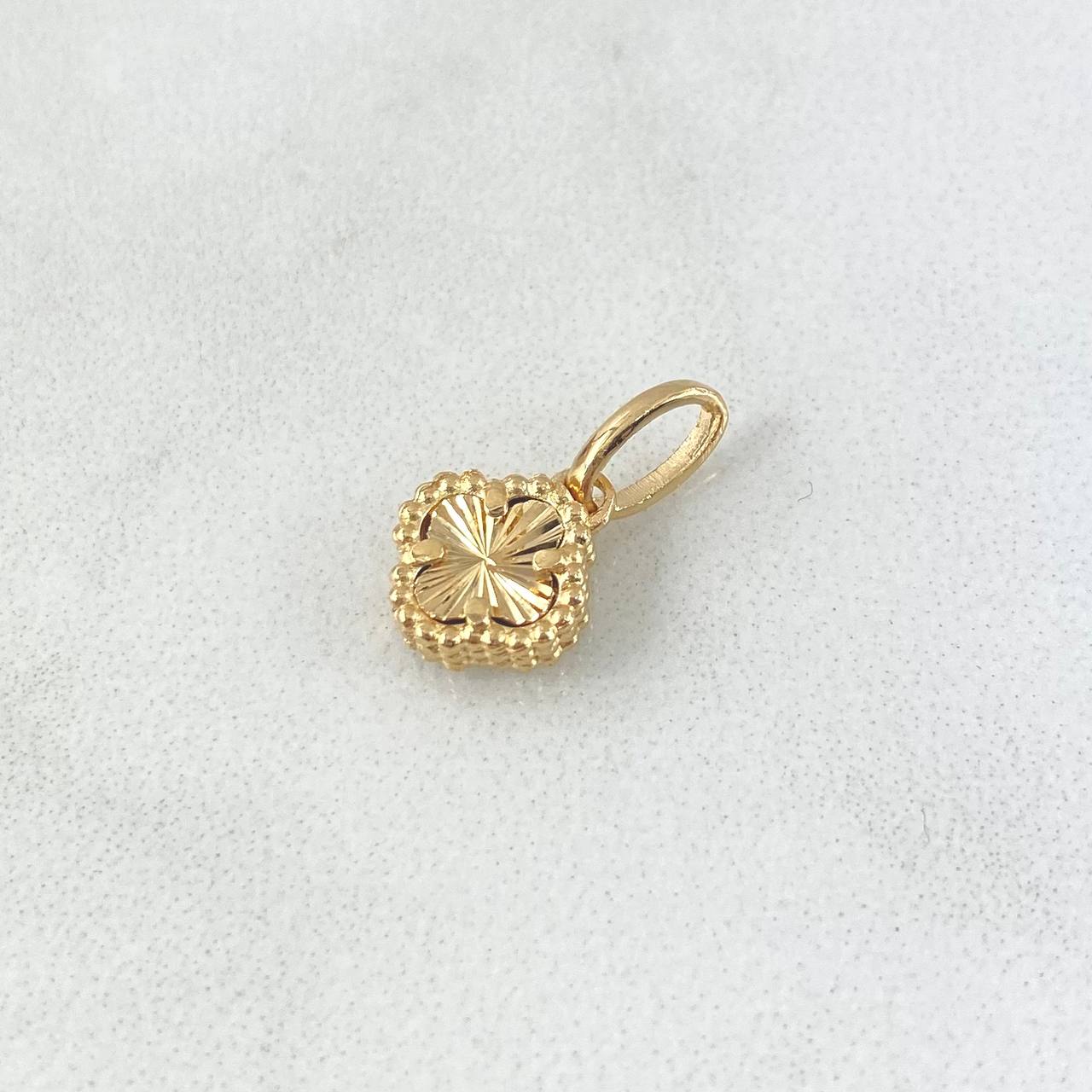 Dije Trébol VCyA 1.05gr / 1.5cm-8mm Diamantado Punteado Oro Amarillo Nac.Esp.