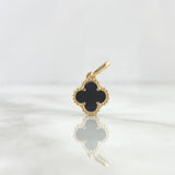Dije Trebol VCyA 1.35gr / 1.7cm / Onix Negro Punteado Oro Amarillo Nac.Esp. 18K *
