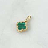 Dije Treból VCyA 1.5gr / 1.9cm / Malaquita Verde Punteado Oro Amarillo Nac.Esp. 18K