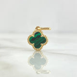 Dije Treból VCyA 1.5gr / 1.9cm / Malaquita Verde Punteado Oro Amarillo Nac.Esp. 18K