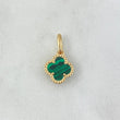 Dije Trebol VCyA 1.6gr / 2cm / Malaquita Verde Punteado Oro Amarillo Nac.Esp. 18K