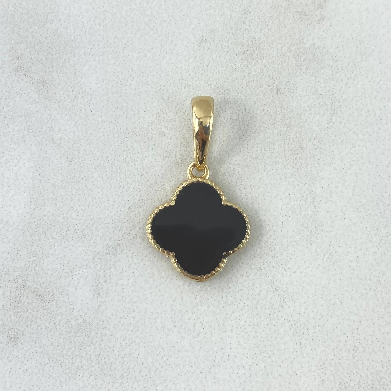 Dije Trébol VCyA 1.3gr / 2cm-12mm Negro Electroestatico Oro Amarillo