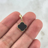 Dije Trébol VCyA 1.3gr / 2cm-12mm Negro Electroestatico Oro Amarillo