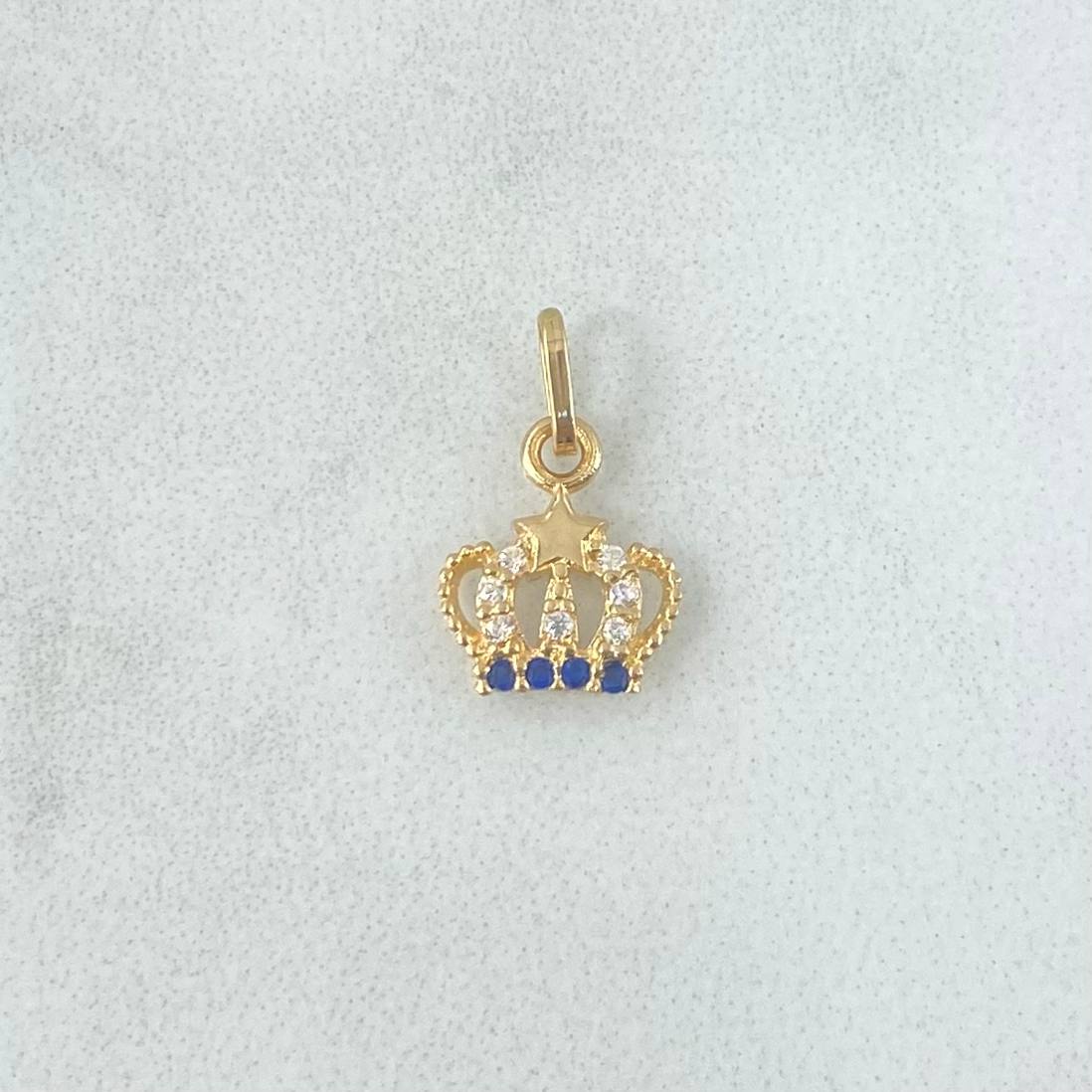 Dije Corona Realeza Estrella 0.45gr / 1.4cm / Circones Blancos - Azules Oro Amarillo