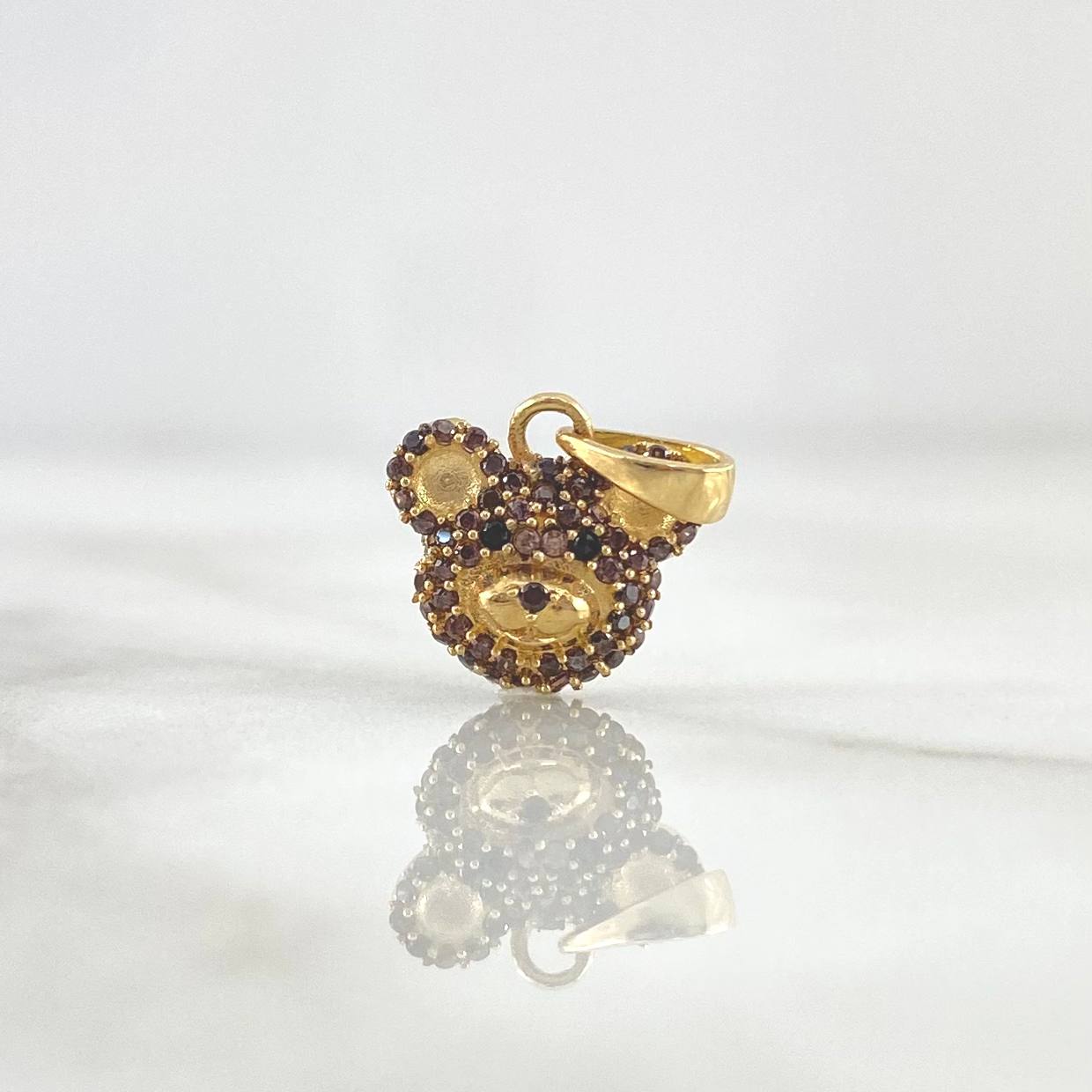 Dije Rostro Oso 1.2gr / 1.5cm / Circones Cafes - Negros Oro Amarillo