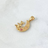 Dije Oso Luna 1.6gr / 2cm / Circones Blancos - Fucsias Oro Amarillo