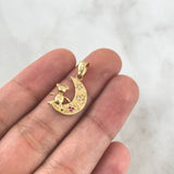 Dije Oso Luna 1.6gr / 2cm / Circones Blancos - Fucsias Oro Amarillo