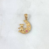 Dije Oso Luna 1.6gr / 2cm / Circones Blancos - Fucsias Oro Amarillo