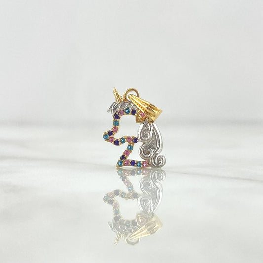 Dije Unicornio Silueta 1.45gr / 2cm / Circones de Colores Tres Oros