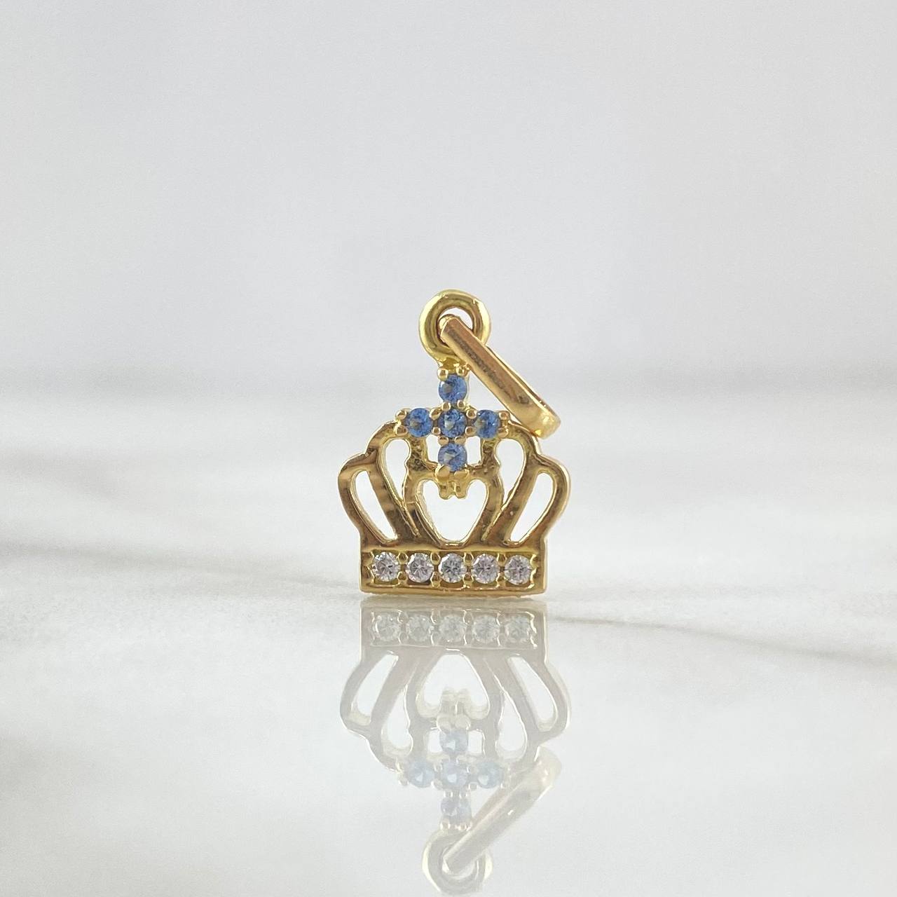 Dije Corona Emperatriz 1.15gr / 1.8cm / Circones Blancos - Celestes Oro Amarillo