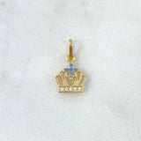 Dije Corona Emperatriz 1.15gr / 1.8cm / Circones Blancos - Celestes Oro Amarillo