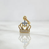 Dije Corona Emperatriz 1.15gr / 1.8cm / Circones Blancos - Celestes Oro Amarillo