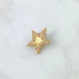 Dije Estrella Mitad Mate 1.15gr / 1.4cm / Circones Blancos Oro Amarillo