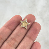 Dije Estrella Mitad Mate 1.15gr / 1.4cm / Circones Blancos Oro Amarillo