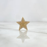 Dije Estrella Mitad Mate 1.15gr / 1.4cm / Circones Blancos Oro Amarillo