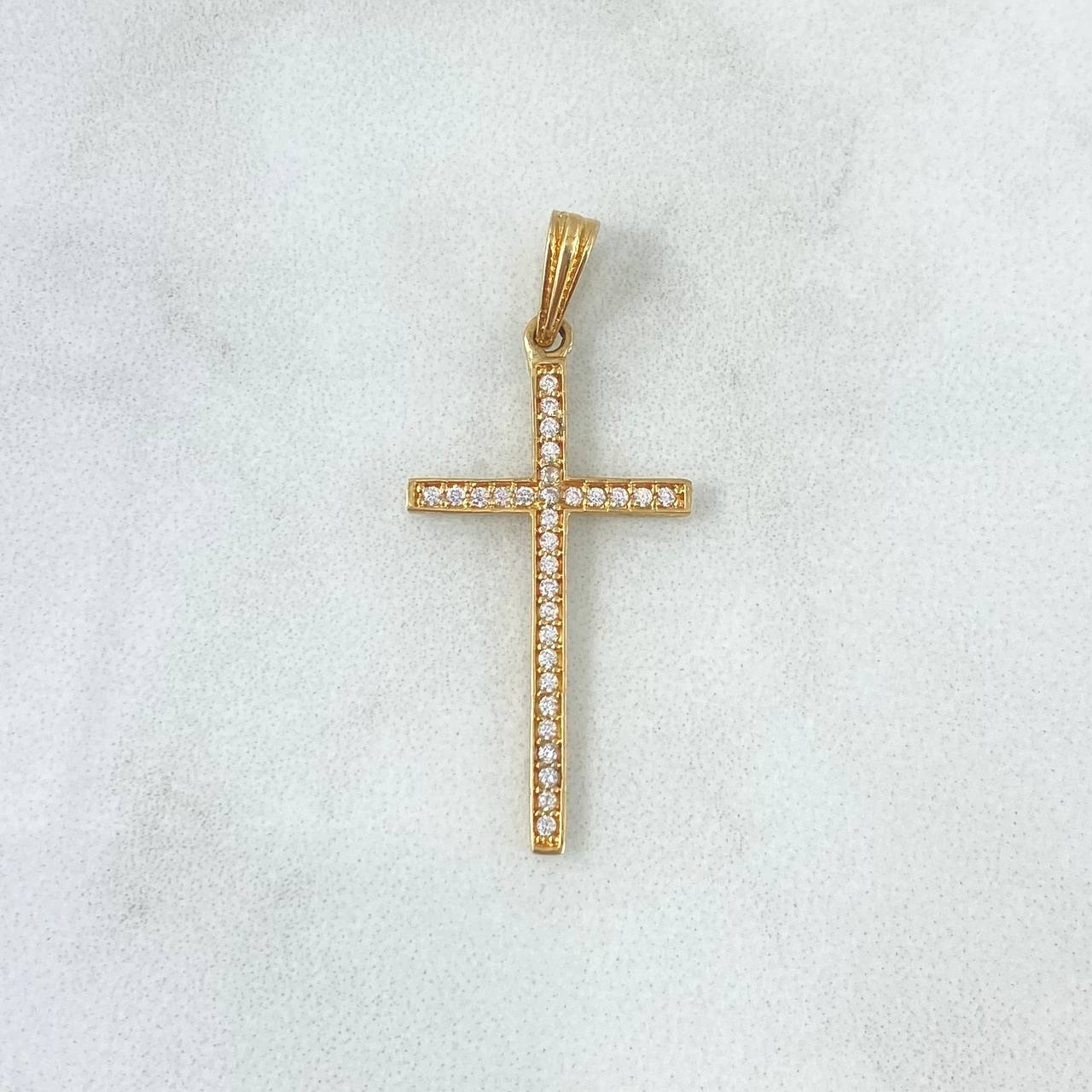 Dije Cruz Longeva 1.05gr / 3.2cm / Circones Blancos Oro Amarillo