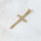 Dije Cruz Longeva 1.05gr / 3.2cm / Circones Blancos Oro Amarillo