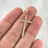 Dije Cruz Longeva 1.05gr / 3.2cm / Circones Blancos Oro Amarillo