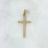 Dije Cruz Longeva 1.05gr / 3.2cm / Circones Blancos Oro Amarillo