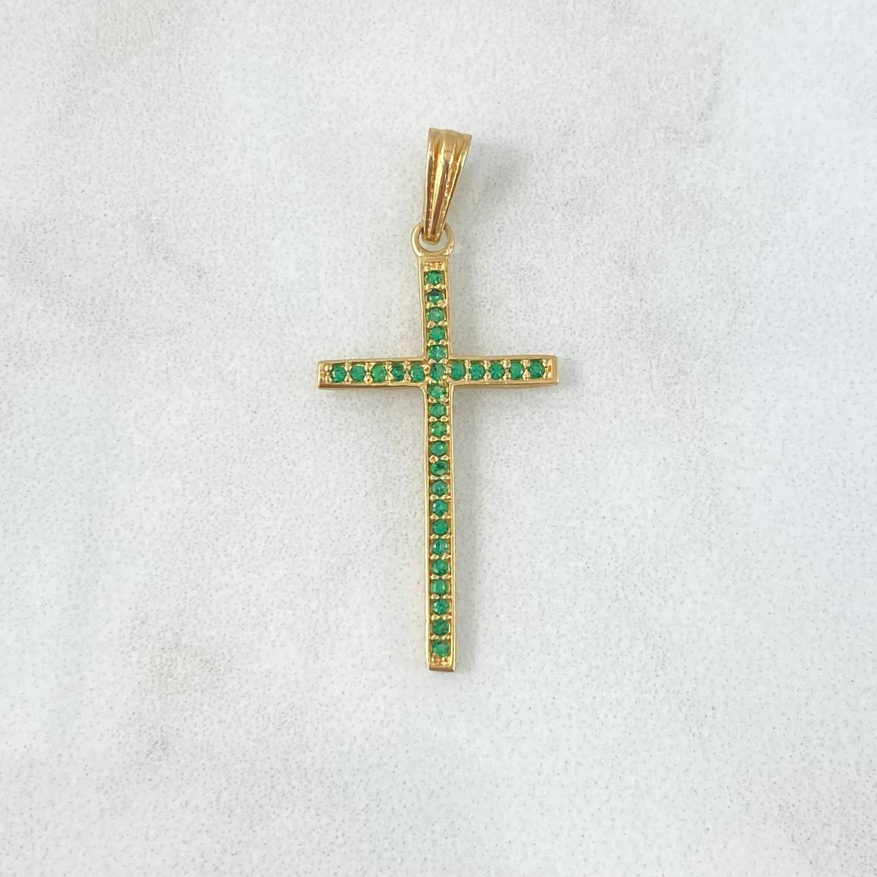 Dije Cruz Longeva 1.1gr / 3.4cm / Circones Verdes Oro Amarillo