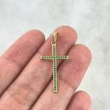 Dije Cruz Longeva 1.1gr / 3.4cm / Circones Verdes Oro Amarillo