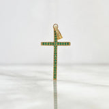 Dije Cruz Longeva 1.1gr / 3.4cm / Circones Verdes Oro Amarillo