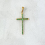 Dije Cruz Longeva 1.1gr / 3.4cm / Circones Verdes Oro Amarillo