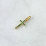 Dije Cruz 0.45gr / 2.5cm / Circones Verdes Oro Amarillo 18K