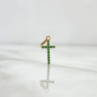 Dije Cruz Longeva 0.4gr / 1.6cm / Circones Verdes Oro Amarillo