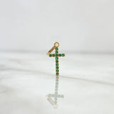 Dije Cruz 0.45gr / 2.5cm / Circones Verdes Oro Amarillo 18K