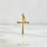 Dije Cruz Baston 0.85gr / 2.5cm / Circon Blanco Oro Amarillo