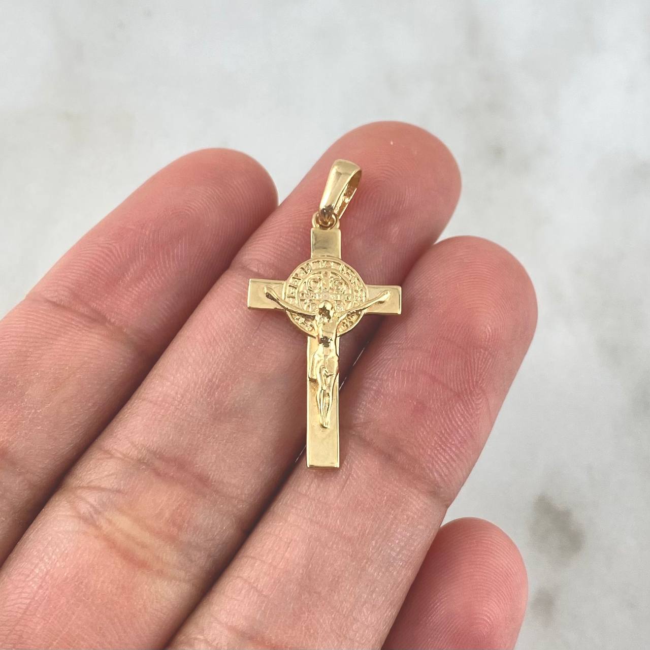 Dije Cruz Cristo 1.85gr / 3cm / San Benito Oro Amarillo