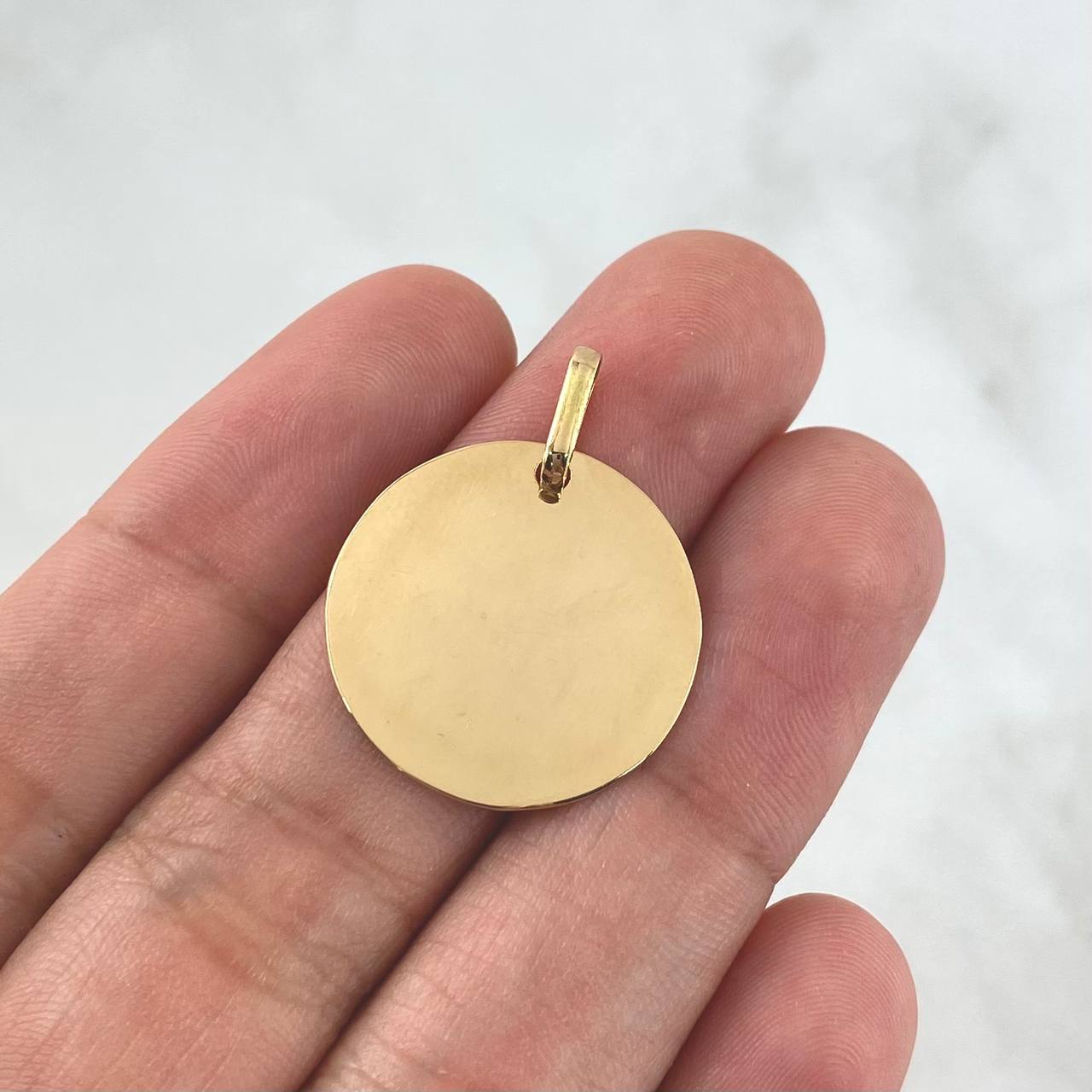 Dije Placa Circular 1.95gr / 2.3cm - 2cm * 24cm / Oro Amarillo