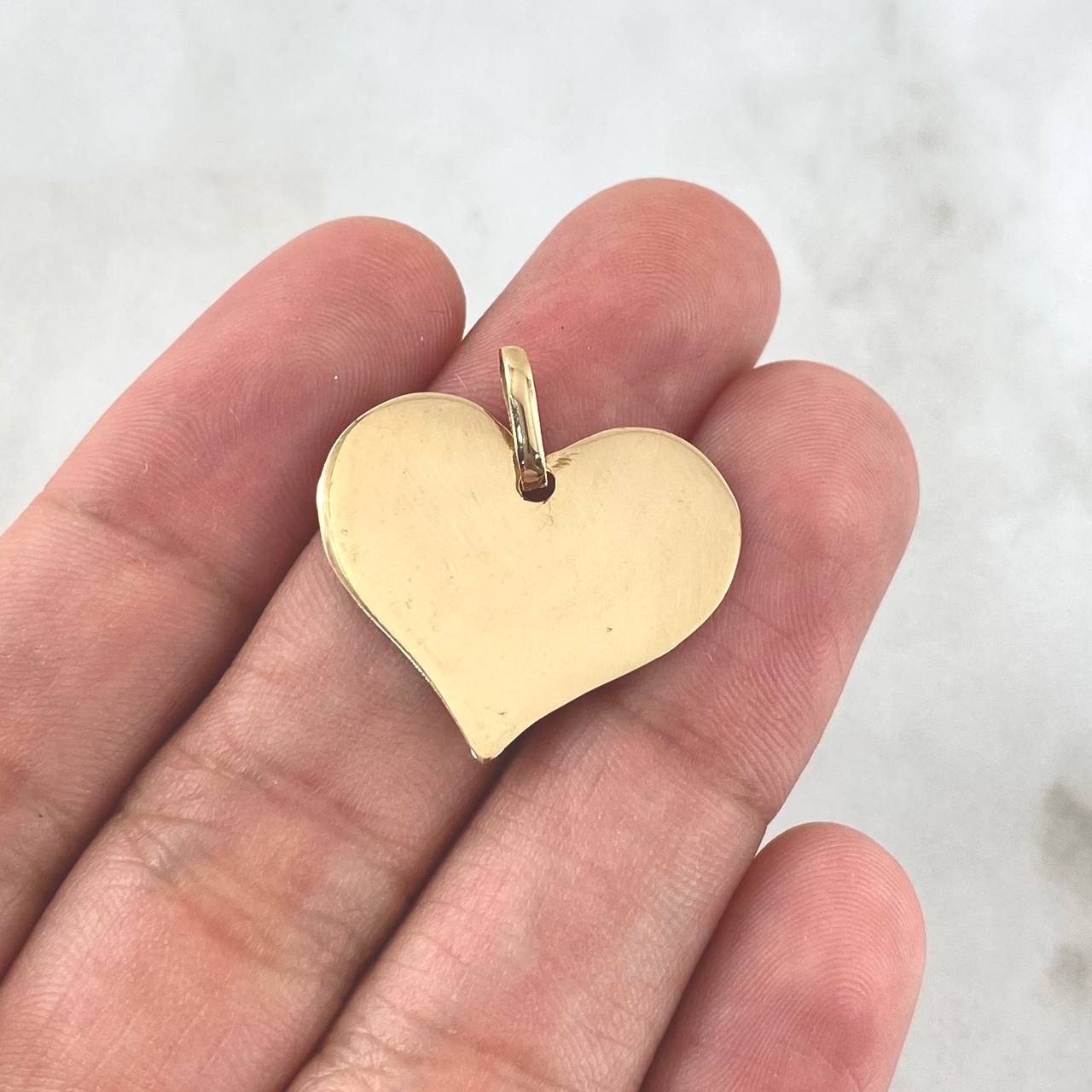 Dije Placa Corazón 2.25gr / 2.3cm - 2cm * 24cm / Lisa Oro Amarillo