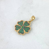 Dije Trébol 1.45gr / 2cm / Circones Verdes Oro Amarillo