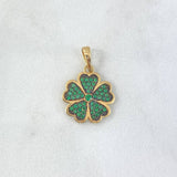 Dije Trébol 1.45gr / 2cm / Circones Verdes Oro Amarillo