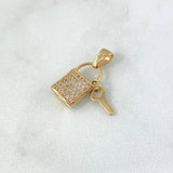 Dije Bolso Candado 2.1gr / 2cm / Circones Blancos Oro Amarillo